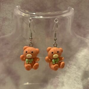 Orange Teddy Bear Earrings